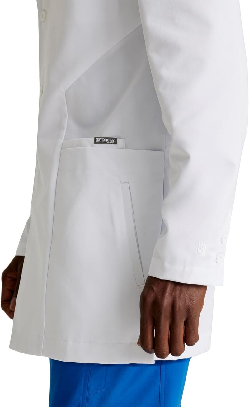 Barco Grey's Anatomy Scrubs - Derek Lab Coat for Men, Professional Full-Length 3-Button Long Sleeve 35"- 39" Lab Coat - Image 2